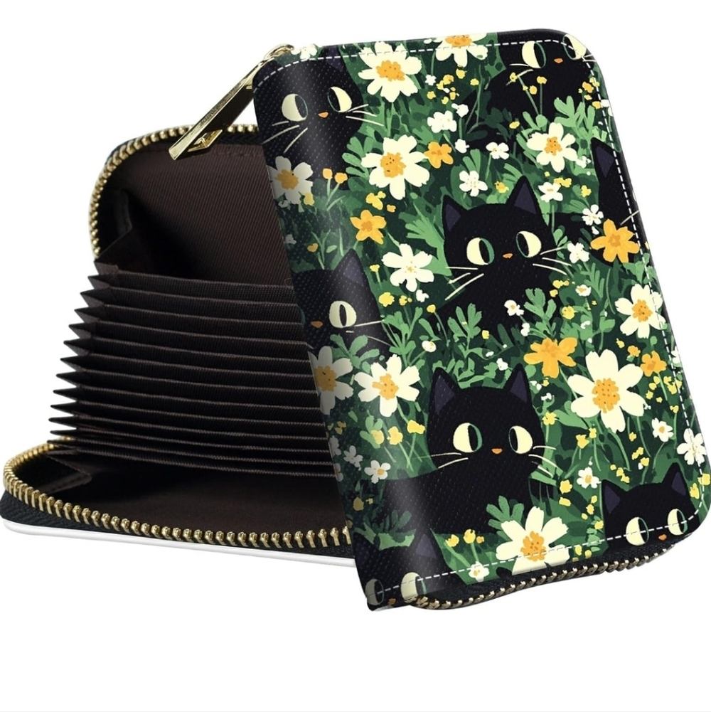 Floral Cat Print Wallet